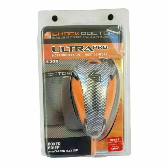Shock Doctor Boys Ultra Pro Boxer Brief Carbon Flex Cup Underwear Gray Small New - Picture 1 of 6